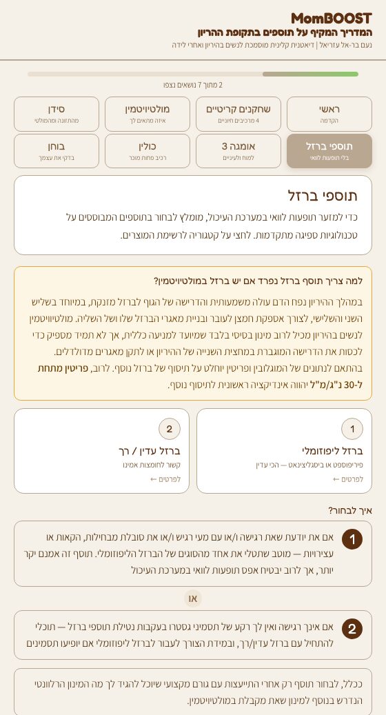 עמוד מהמדריך על ברזל בהיריון: מינון יומי מומלץ, מקורות מהמזון ומתי לשקול תוסף נפרד